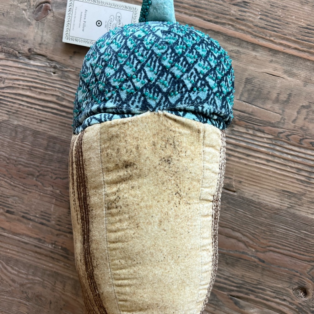 Decorative John Derian Acorn Pillows- Turquoise and Yellow x2 - Picture 4 of 5